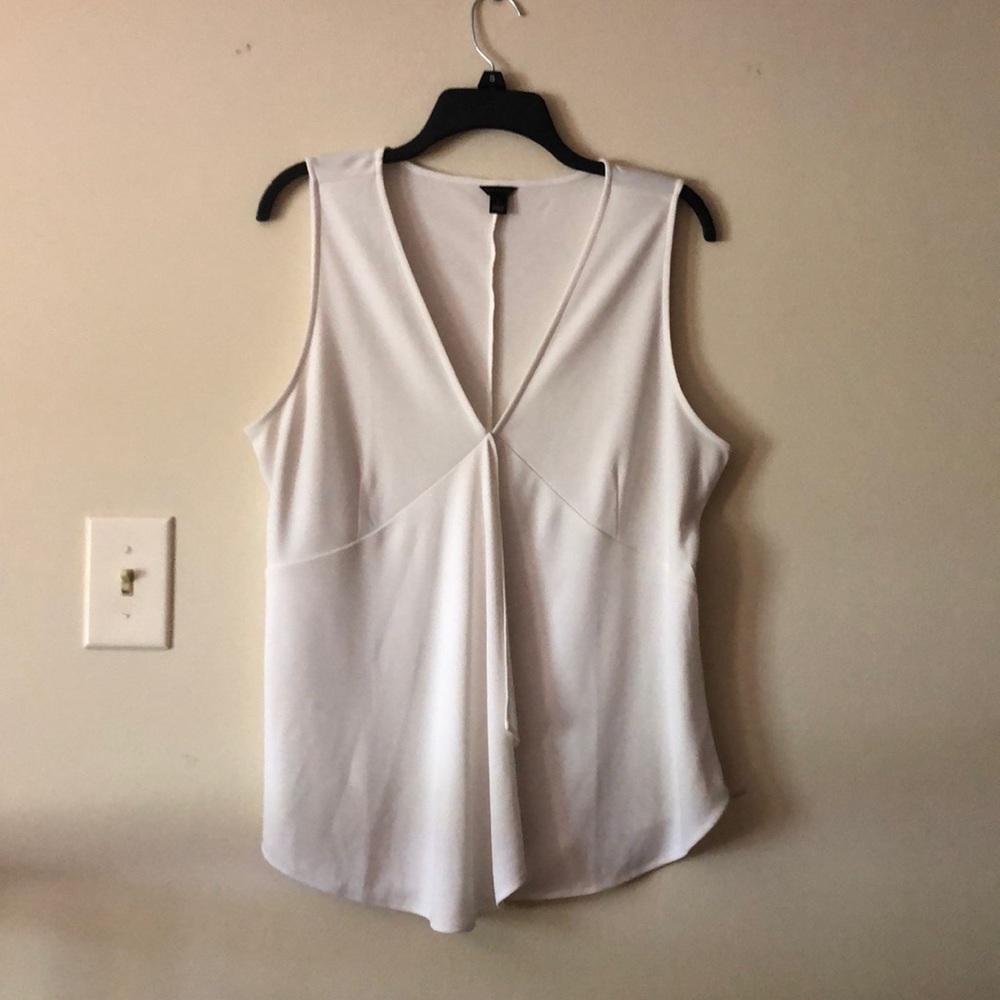 Deep V White Blouse Tank